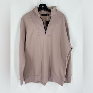 Mirol 1/4 Zip Fleece Lined Sweatshirt with Relaxed Fit and Ribbed Hem size M